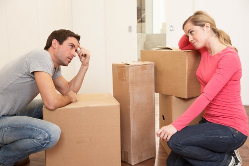 Large sofa and dresser prepared for furniture moving