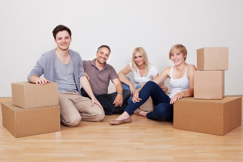 Various furniture items prepared for transport