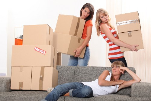 Disassembled furniture and packing materials ready for moving day